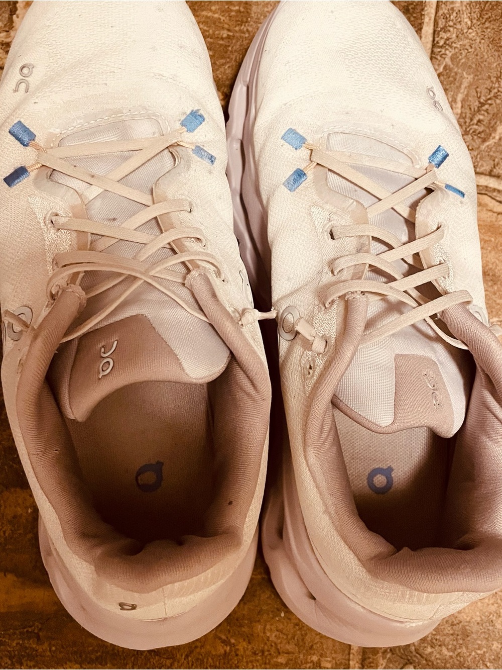On Cloud Tilt Running Women's Sneakers in Lavender/sand color/ with Blue Accents